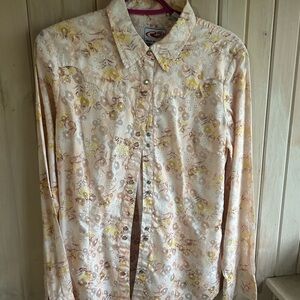 Roper Beige Floral Button Down Shirt